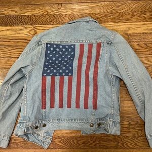Boxy oversized American Apparel denim jacket with American Flag